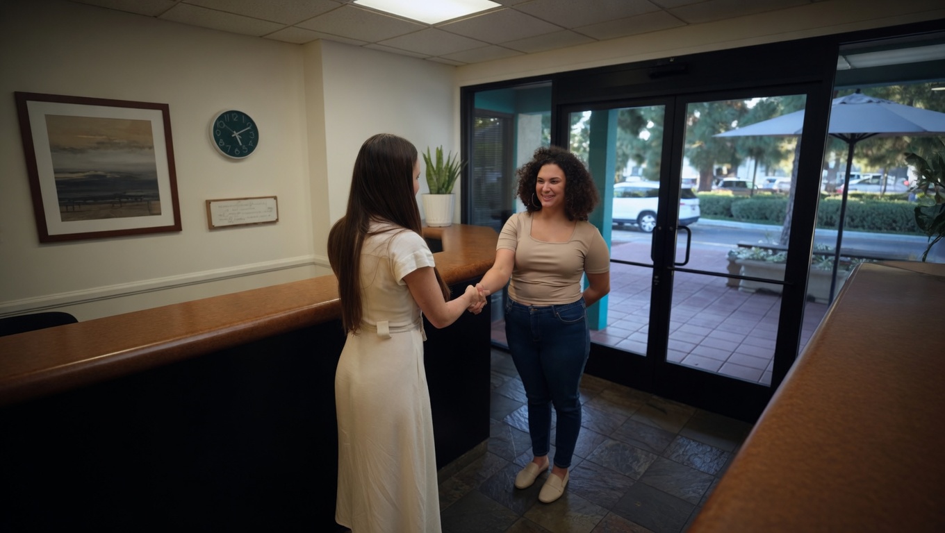 A Casa Recovery team member welcoming a client at reception
