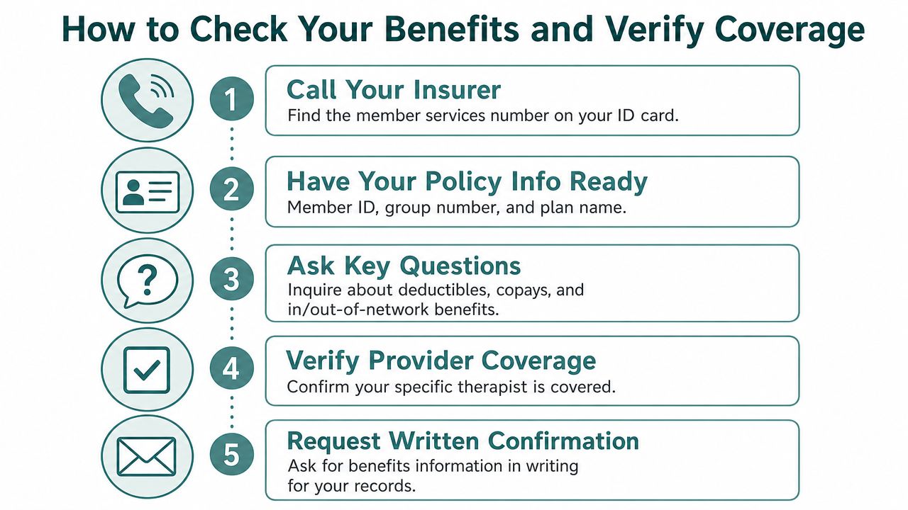 A step-by-step infographic illustrating how to check your insurance benefits and verify medical coverage effectively.